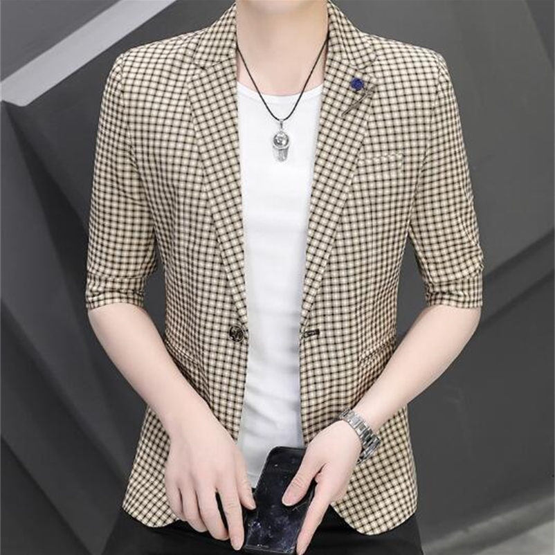 Men's Suits Blazers Men's summer wear plain sleeved jacket 230406