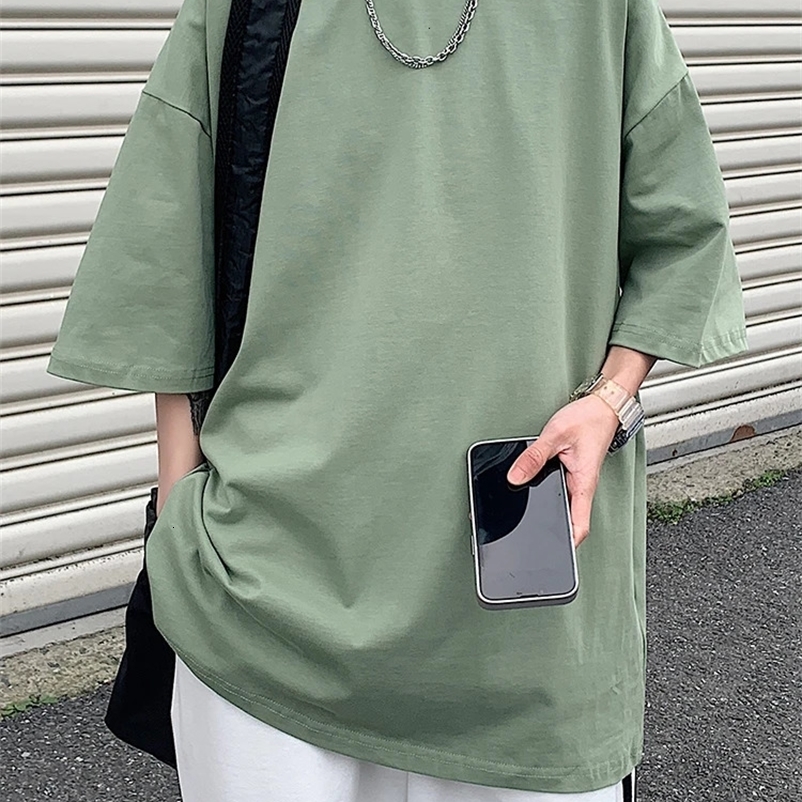Summer 220G Cotton Oversized T Shirt Men Women Unisex Korean Short Sleeve Basic Tee Loose Tops Solid Color Hip Hop Y2K Tshirts 240703
