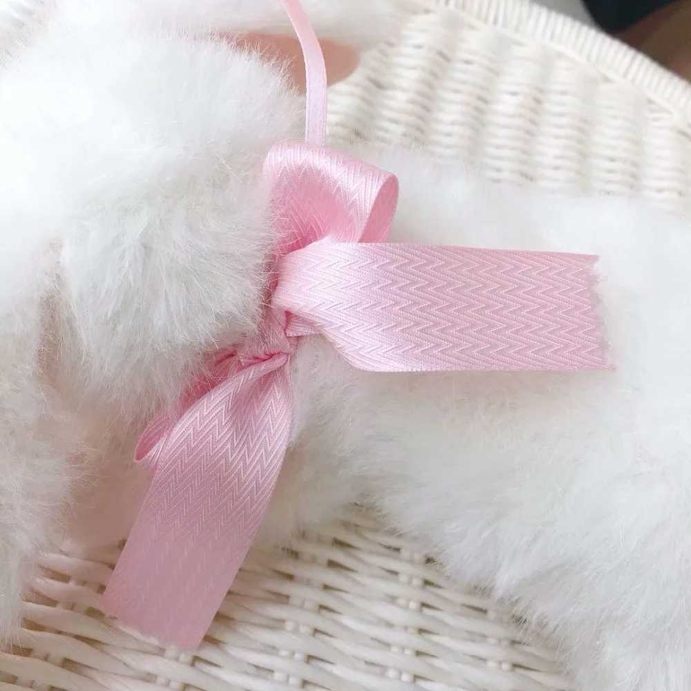 Super High Quality Simulation Plush White Rabbit Lifestyle Rex Bunny Neck Bow Home Decor Girl Room Decor Stuffed Animal Doll C250925