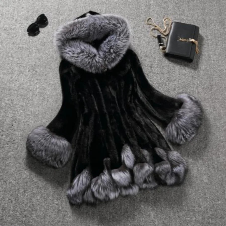 Hooded Loose Faux Fur Jacket Women Thick Autumn Winter Korean Maxi Coat Long Warm Fur Parkas Bontjas Furry Outerwear 250916Z