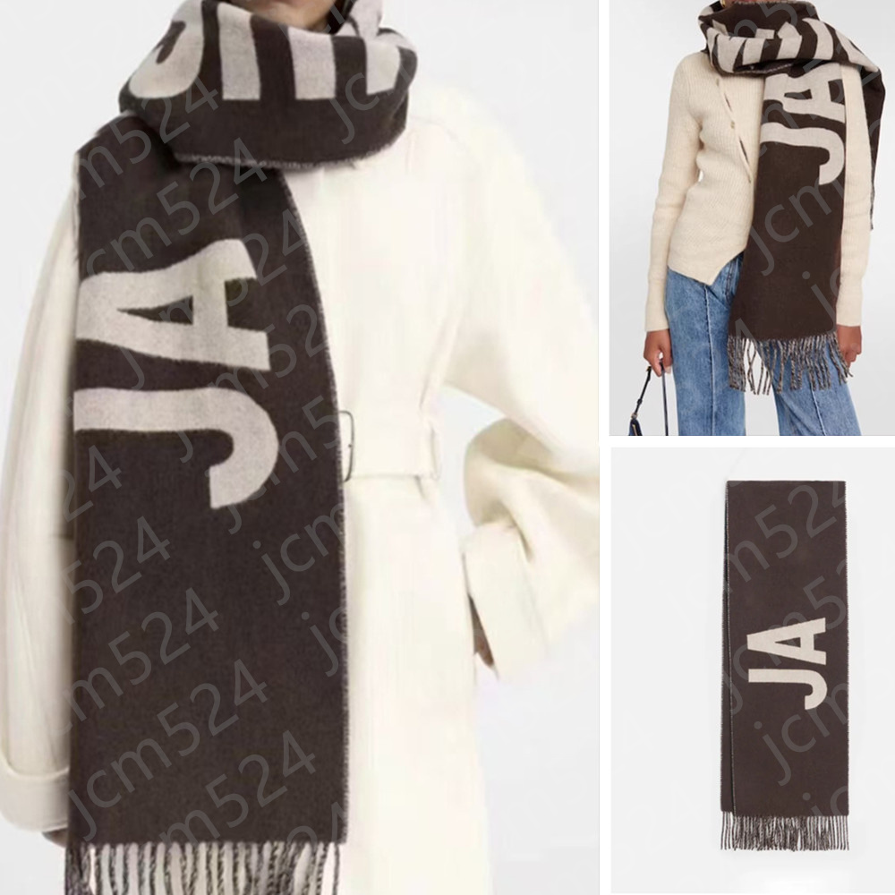 Designer Scarf: 55x55" (140x140cm) Thick Wool Blend Shawl - Fashion Letter Print Square Scarf for Fall/Winter, Work Travel