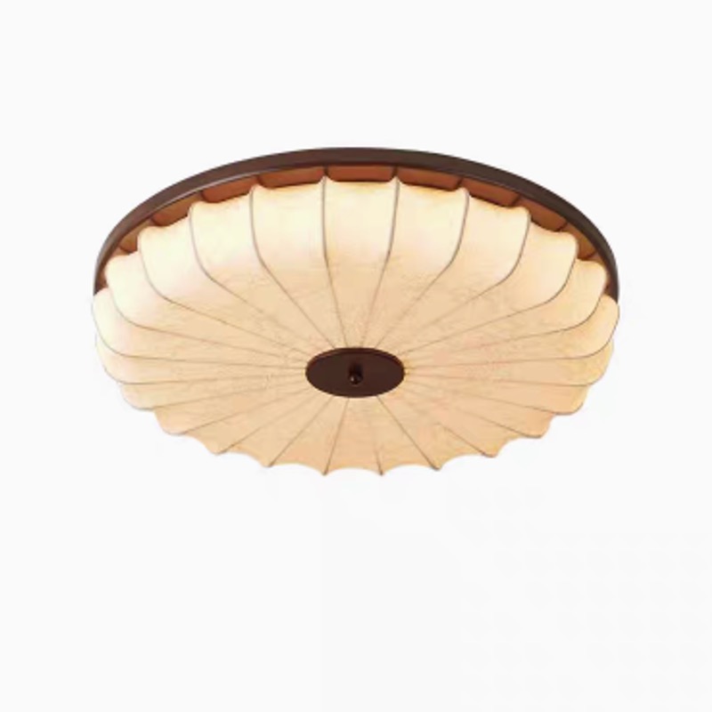 Vintage Walnut Ceiling Lights Fixture Retro French Cloth Ceiling Lamps European Classic Living Room Dining Room Bedroom High End Lustre Easy to Clean