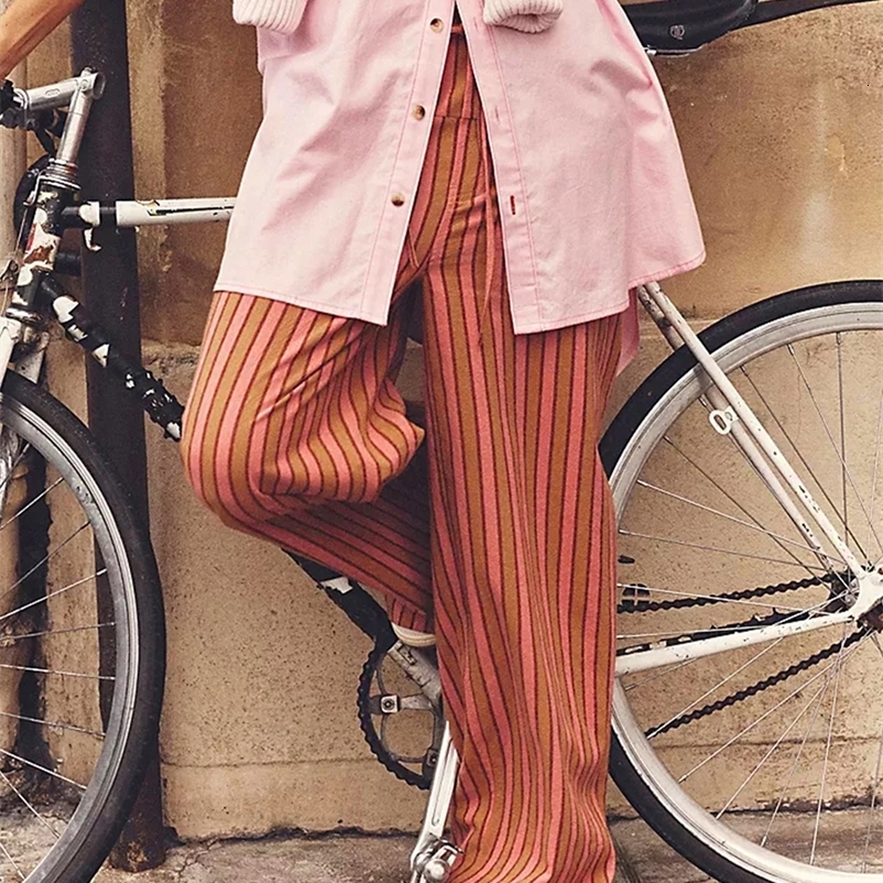 y2k Baggy Pants Women Striped Drawstring Waist Wide Leg Sweatpants with Multiple Pockets 2000s Trousers Streetwear 240530