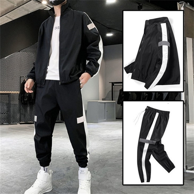 Men's Tracksuits men's casual set Harajuku Autumn men's jogging sportswear hip-hop street clothing solid jacketpants 2-piece sportswear