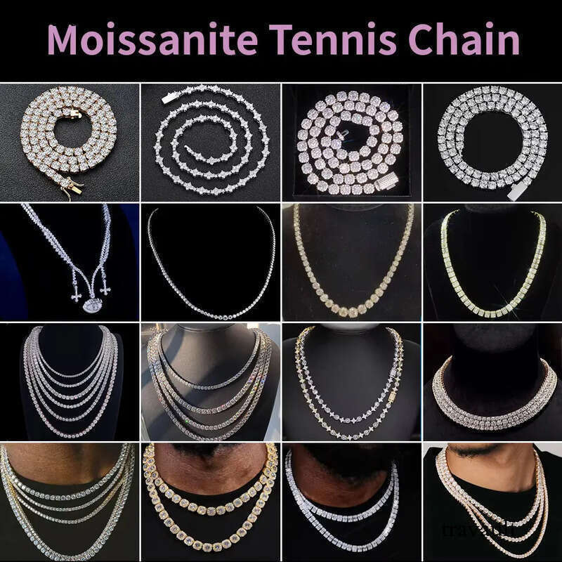 3mm 4mm 5mm in Stock Necklace Sterling Sier Bracelet VVS Moissanite Tennis Chain