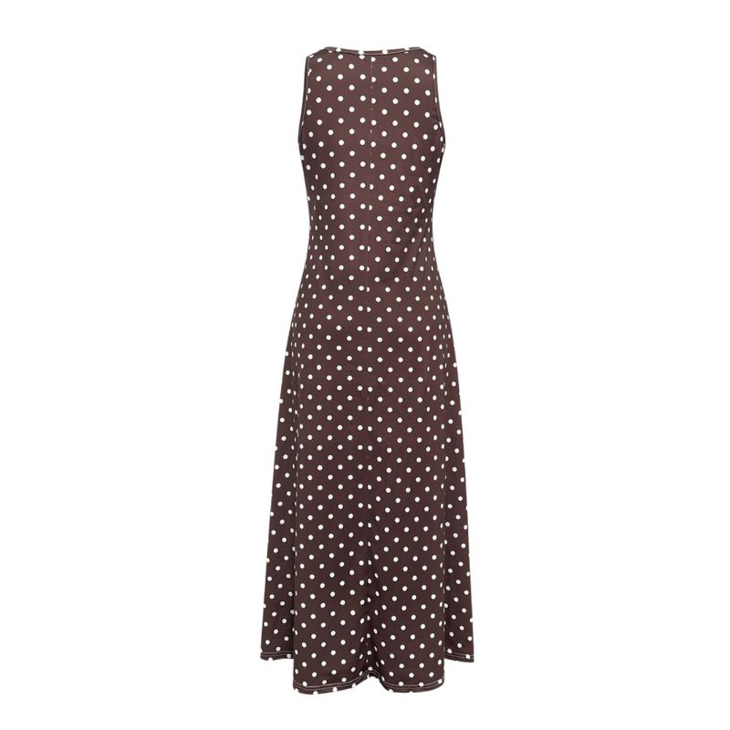 Women's Spring & Summer Polka Dot Elegant Midi Dress, Milk Silk Versatile Casual Commute Dress-CF55048