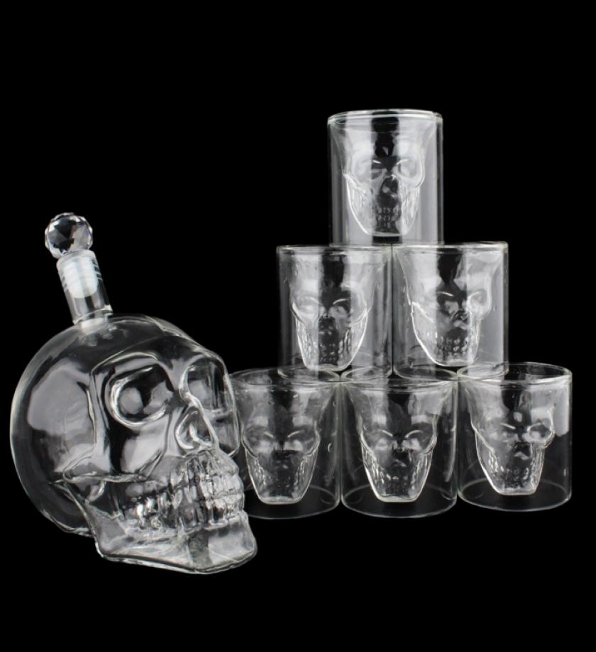 Crystal Skull Head S Cup Set 700ml Whiskey Wine Glass Bottle 75ml Glasses Cups Decanter Home Bar Vodka Drinking Mugs5275184