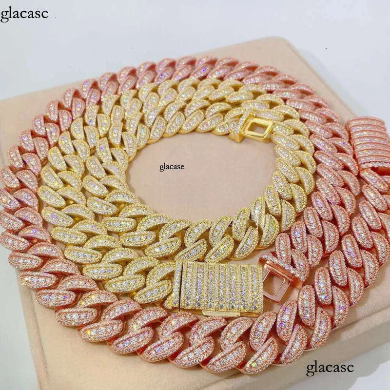 New Arrival Designer Bracelet 20mm Full Set Mosonite S Sier Cuban k Chain Trendy Brand Necklace Accessories for Men Women Hip Hop Pass Dia Tester Gift