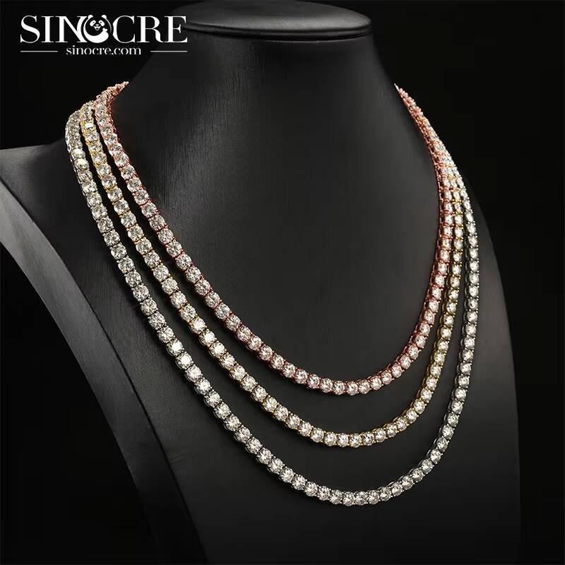 4Mm 14K Moissanite Tennis Necklace Distribute Sinocre HipHop Lover