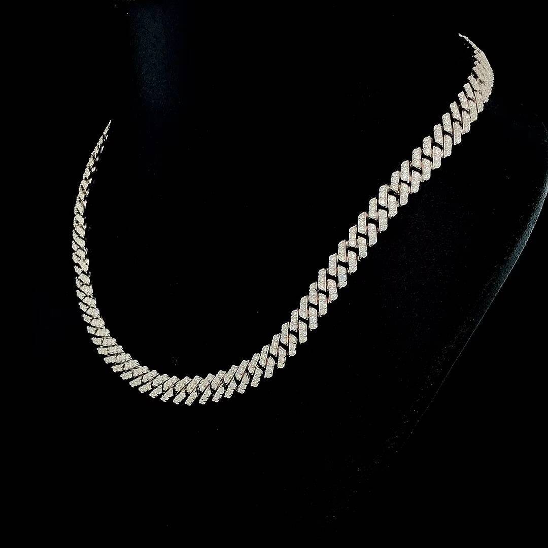 Mens Iced Out Bling Cuban Link Necklace Moissanite Hip Hop Style Moissanite Chain for Parties Fashionable Neck Chains