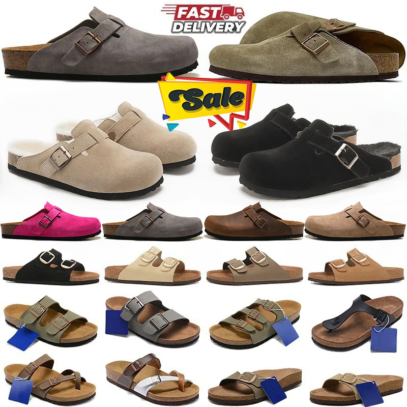 Designer Slippers Fur Slides Boston Clogs Sandals Men Women bostonclogs Shearling Mules Flat Shoes Fashion Leather Suede Clog Slider Sneakers