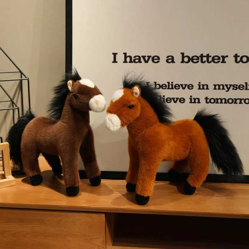 1Pc 30CM Simulation Horse Plush Toys Lovely Hairy Horse Dolls Stuffed Soft Animal Pillow Mascot Toy Shooting Props C250925