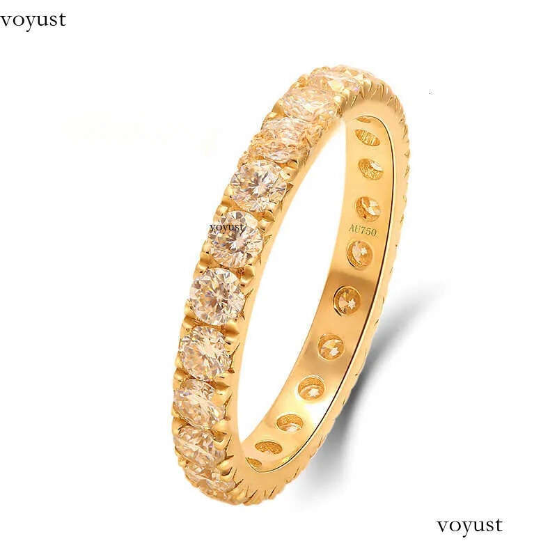 14k Gold Real Moissanite Full Eternity Wedding Ring Round Cut VVS1 D Color 2.0mm Band For Women