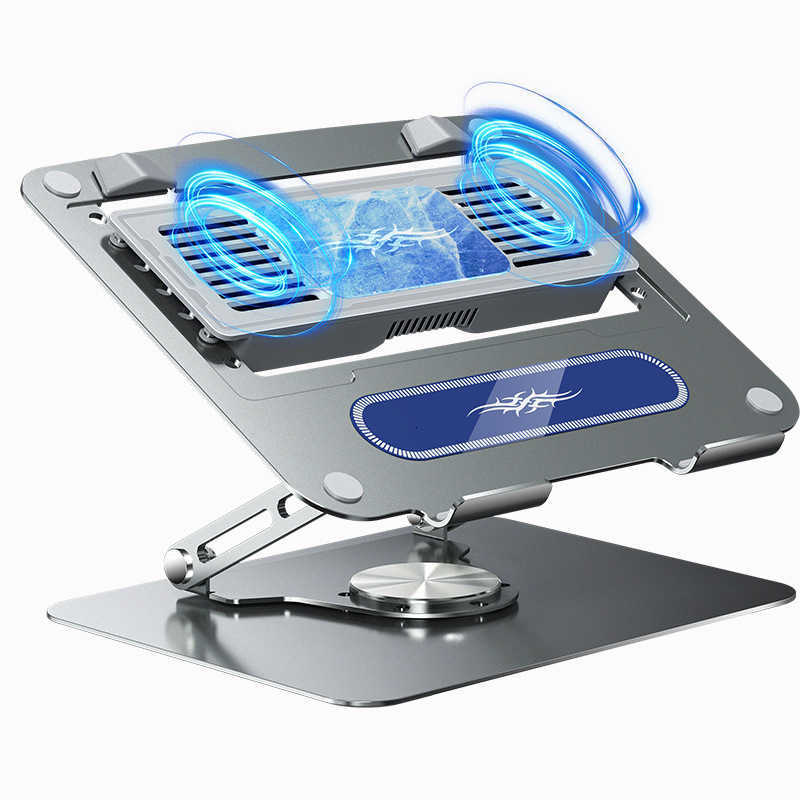 Notebook cooling fan carbon steel double-layer double-axis lifting folding 360° rotating laptop stand