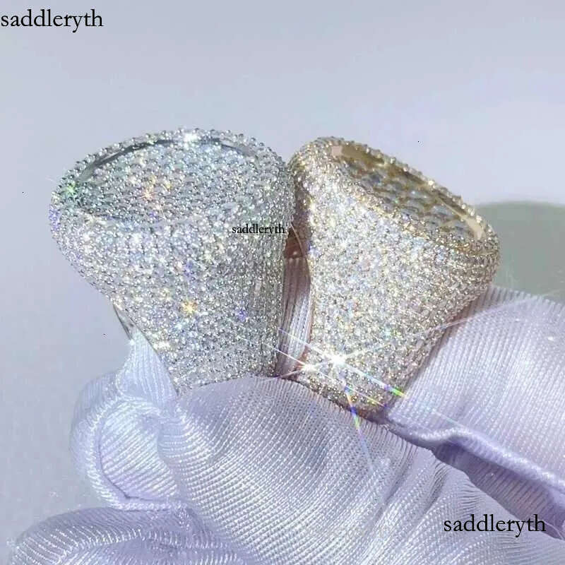 solid pass dia tester hip hop iced out men vvs moissanite rings sterg sier