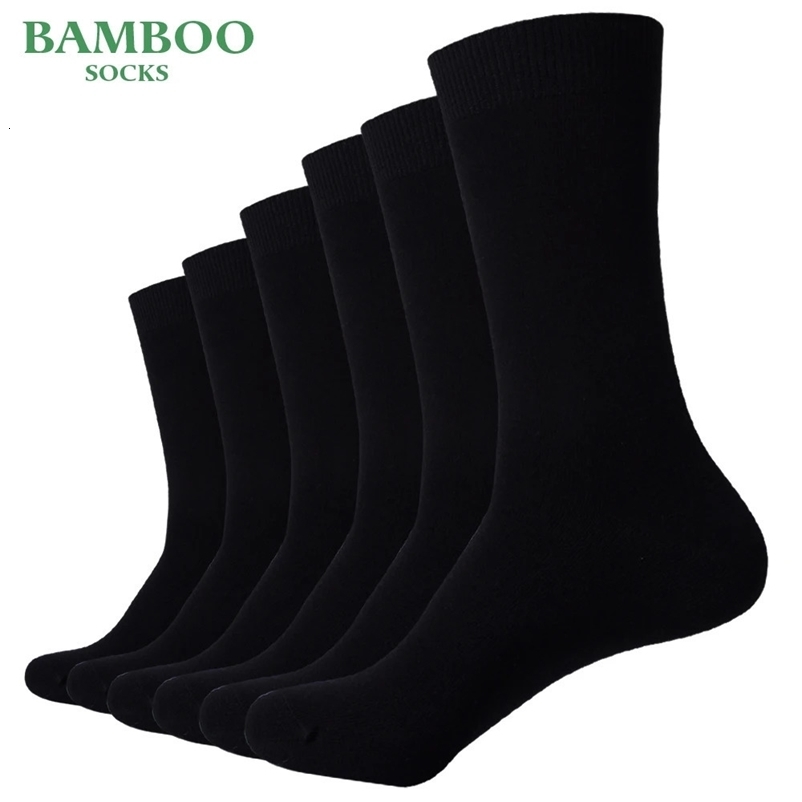 Match-Up Men Bamboo Black Socks Breathable Business Dress Socks 6 Pairs/Lot 240703