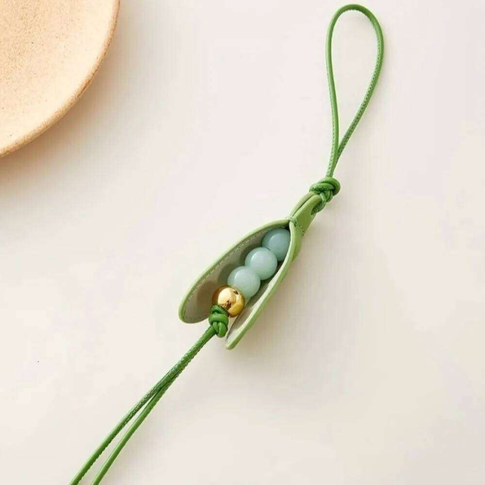 Fashion High-End Pendant Leather Handmade Keychain All-match Style Green Pea Charm Bag Parts & Accessories
