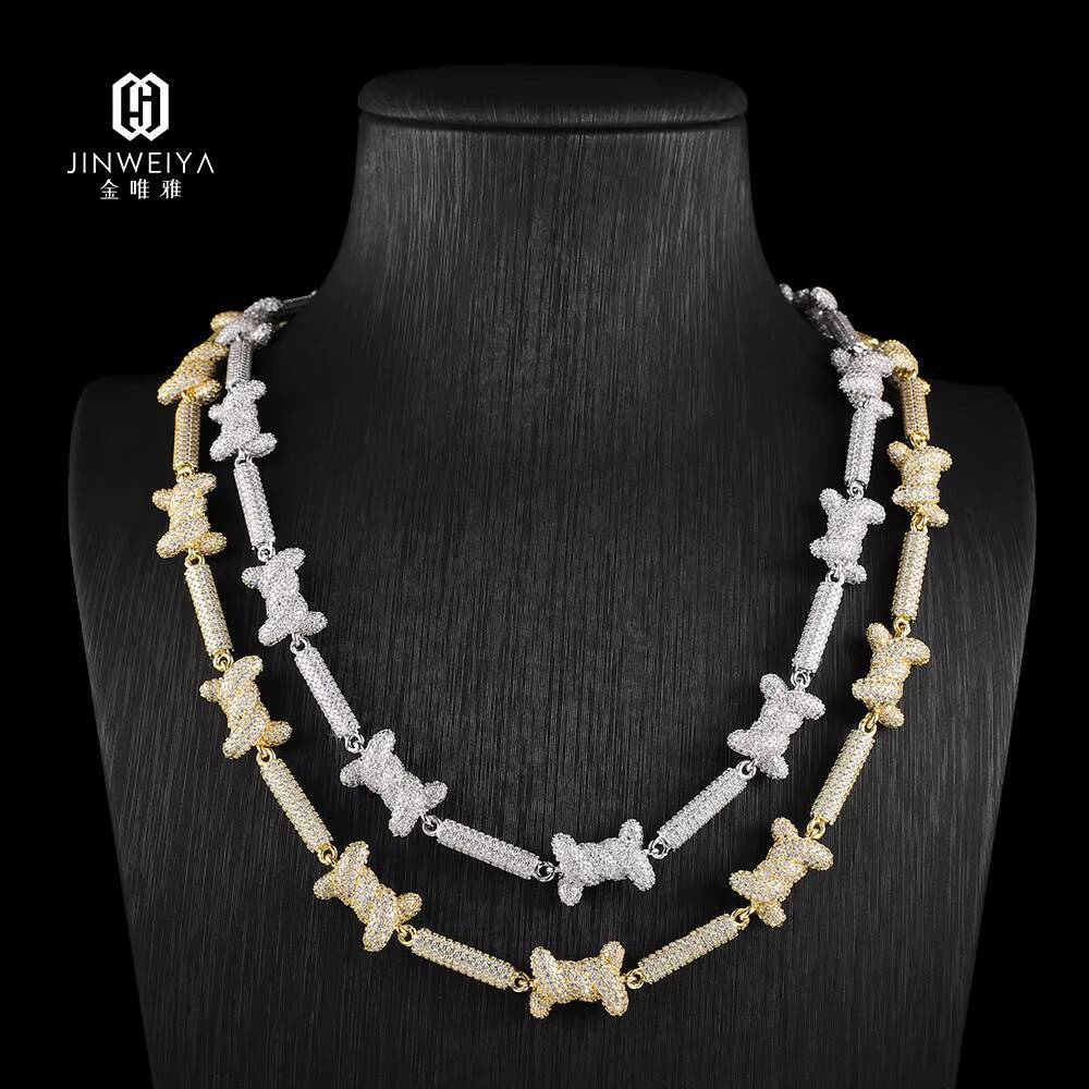 Customized Trend FaMoissaniteory Price Mens Hip Hop Link Chain Necklace 925 Sterling Silver 18K 14K Gold Plated Moissanite Ice Out Diamond