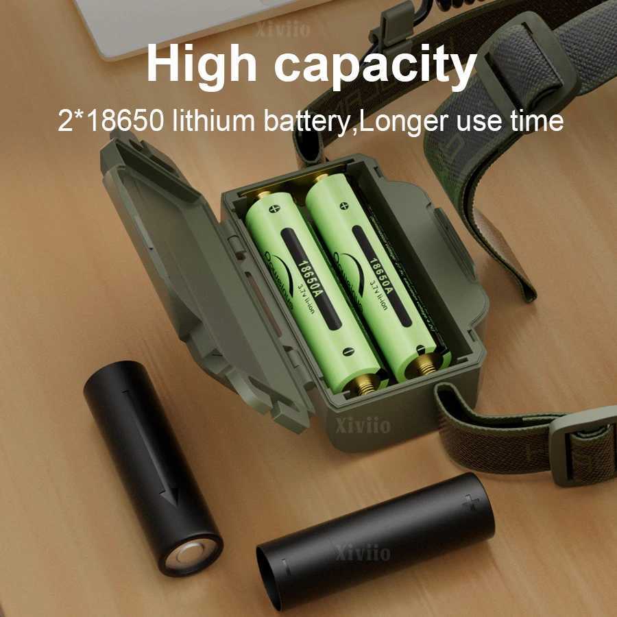 2025 Most Powerful LED Headlamp Type c Rechargeable Headlight 30000000LM Super Bright Fluoresce Head Flashlight Camping Lantern J250925