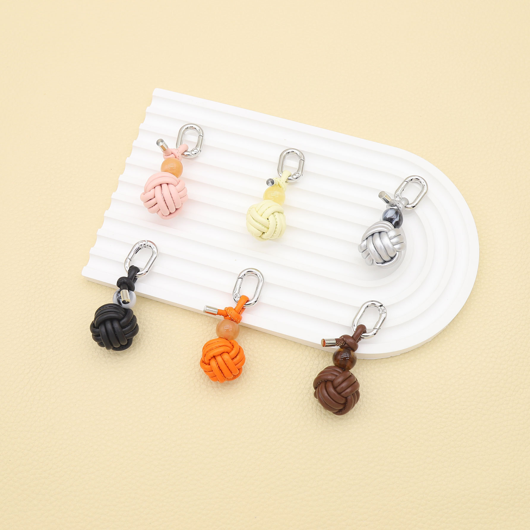 Keychain Series Handmade Woven PU Ball Keychains - DIY Bag, Shoe, and Hanging Accessories Z260130