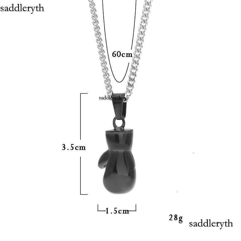 Mens Hip Hop Necklace Jewelry Stainless Steel Black Boxing Gloves Pendant Necklaces With 3mm*60cm Gold Cuban Chain 4a 04 60