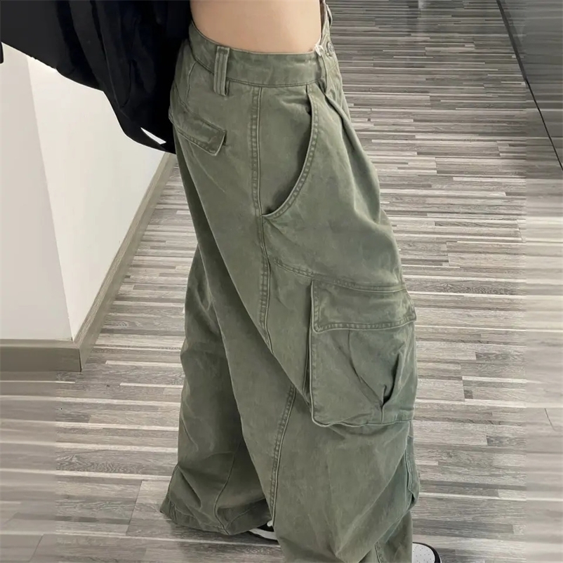 American style retro men and women trendy personalized multi pocket for couples autumn loose hip-hop casual pants y2k 240911