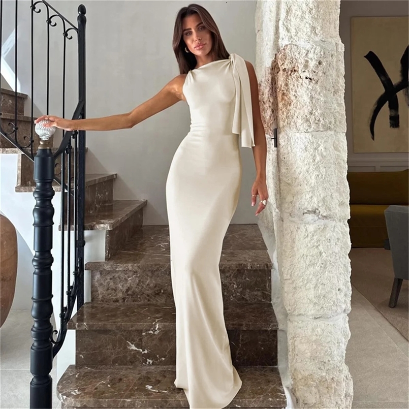 Women Sleeveless Sexy Maxi Dress Elegant Off-shoulder Backless Long Strapless Fashion Tight Dresses Party Bodycon Vestidos 241205