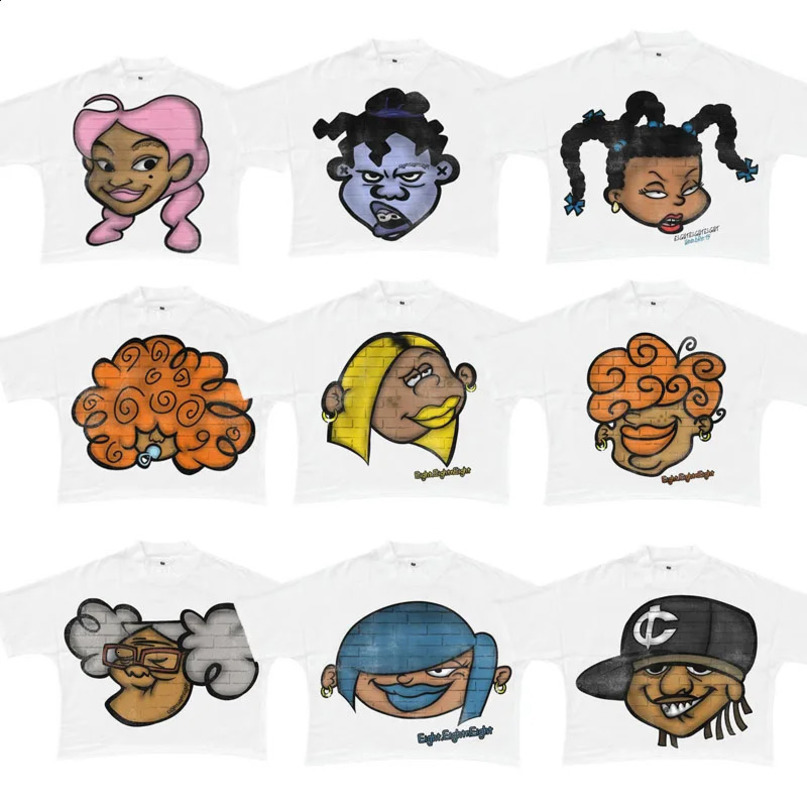 Harajuku Cartoon Printed Graphic Tshirt Womens Y2k Style Top Street Clothing Oversized Gothic Anime Edition 240814