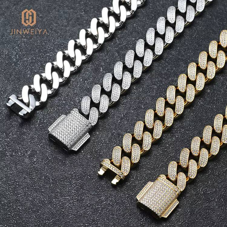 18mm 3Row Dense VSS Moissanite Bling Necklace Hip Hop Rapper Luxury Jewelry Thick Heavy Iced Out Cuban Link Chain for Men