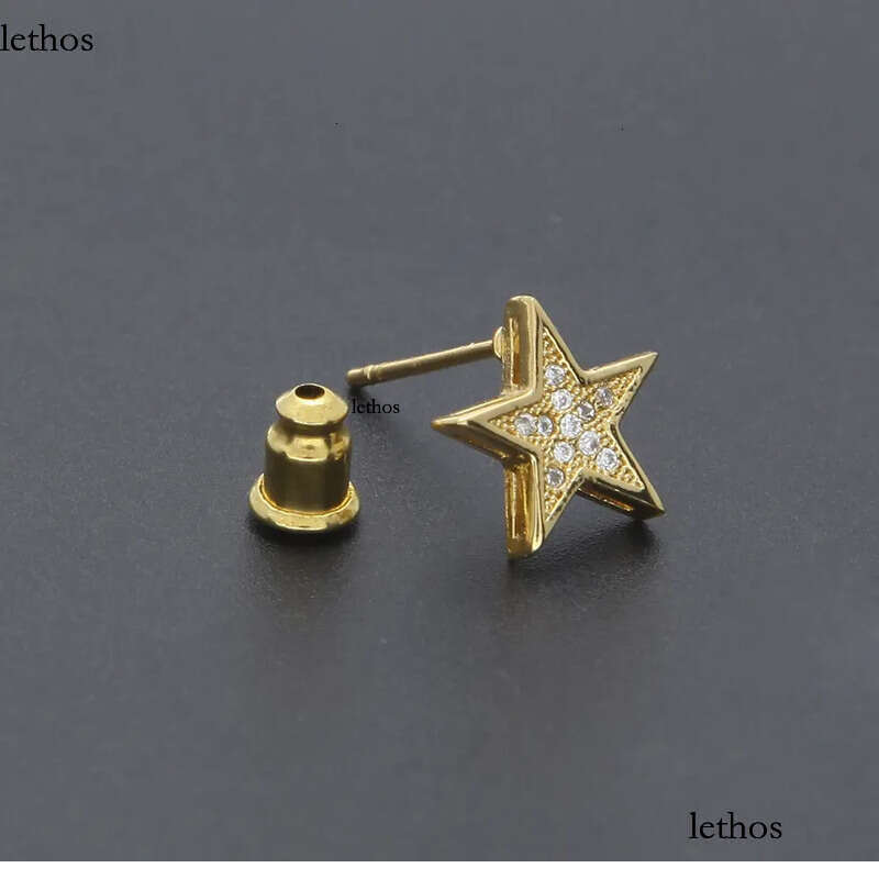 Mens Hip Hop Stud Earrings Jewelry Fashion High Quality Gold Sier Five-pointed Star Earring For Men 04