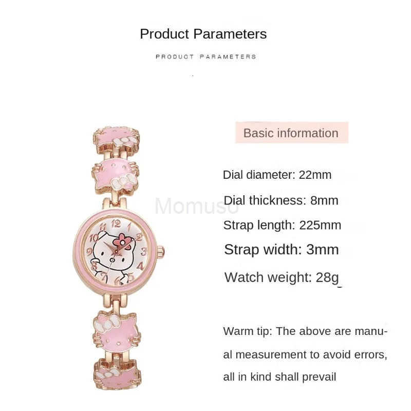 Sanrio New Kitty Fashion Watch Kawaii Cute Temperament Children Bracelet Steel Band Watch Ladie Student Electronic Quartz Watch L250925