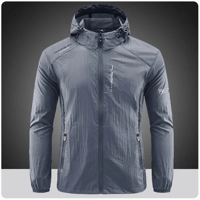 Summer Outdoor Quick Dry Sun-Protective Thin Jacket Men Hiking Fishing Cycling Hooded Gym Sport Windbreaker Ultra Light Coats 240809