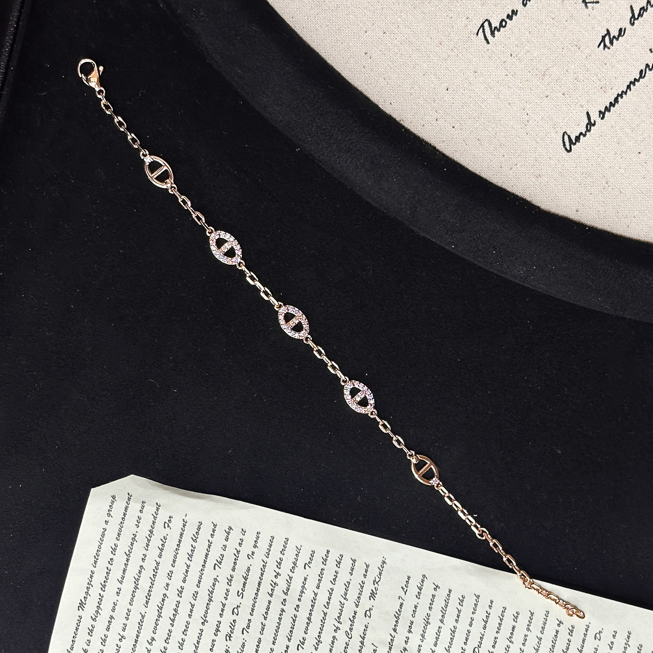 Full Dia Pig Nose High-Quality Niche Design Minimalist Style High-End Bracelet Jewelry