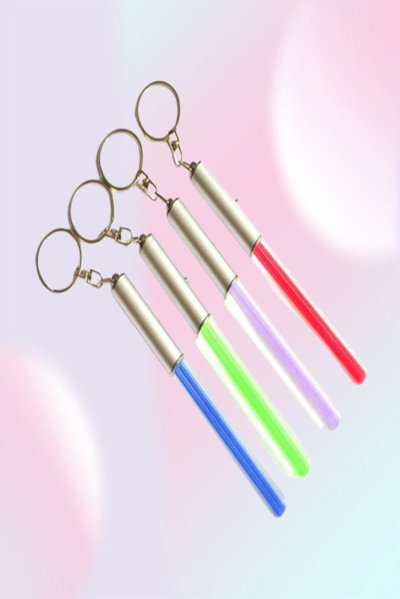 Party Supplies LED Flashlight Stick Keychain Mini Torch Aluminum Keychains Key Ring Durable Glow Pen Magic Wand Stick Lightsaber L7983048