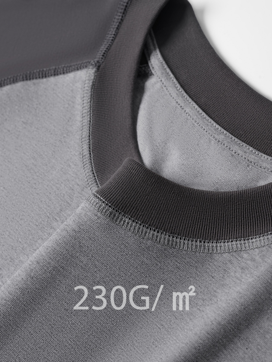 Men's Summer 230g Cool-Touch T-Shirt - Raglan Sleeve, Loose Fit, Color-Block Design, Ice-Feel Short-Sleeve for Refreshing Summer -77Z