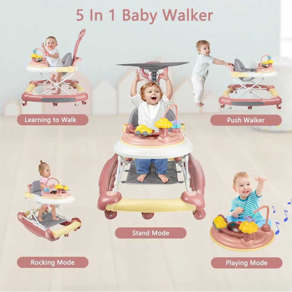Baby Walker With Sunshade and Seat Multifunctional Kids AntiRollover Adjustable Rocking Stroller Mother Baby Supplies Toys 2025 J250925