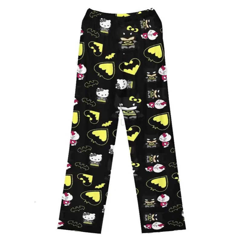 Sanrio New cartoon Hello Kitty SpiderMan Batman thin loose printed pajamas trousers for men and women cartoon home casual pants L250925