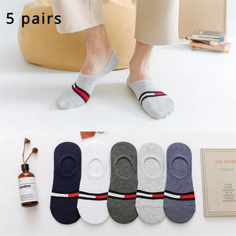 5 Pairs/5 Colors Spring Summer Love Bear Cotton Men Women Thin Breathable Leisure Boat Socks Silicone Invisible Ankle 240703