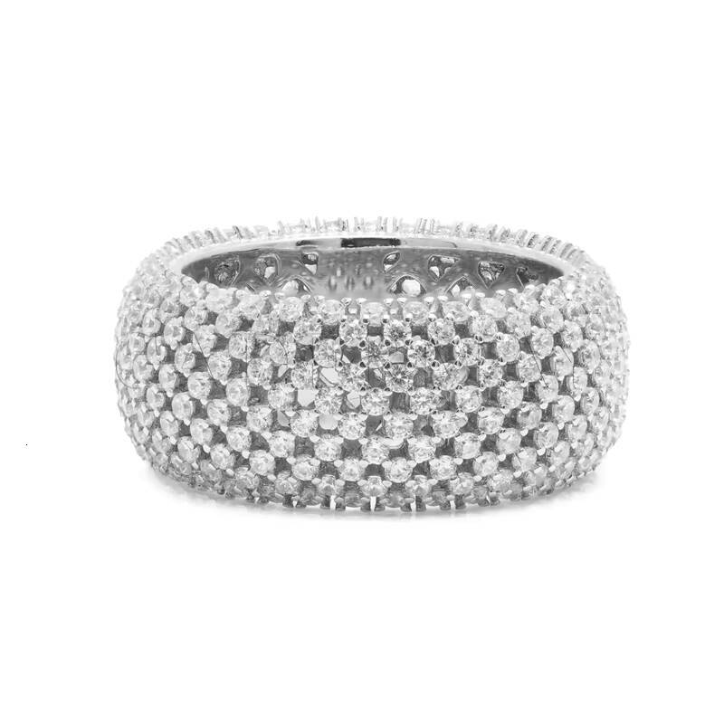 Hip Hop Jewelry 925 Sterling Silver Pave VVS Moissanite Diamond Multi Layer Iced Out Wedding Ring for Men