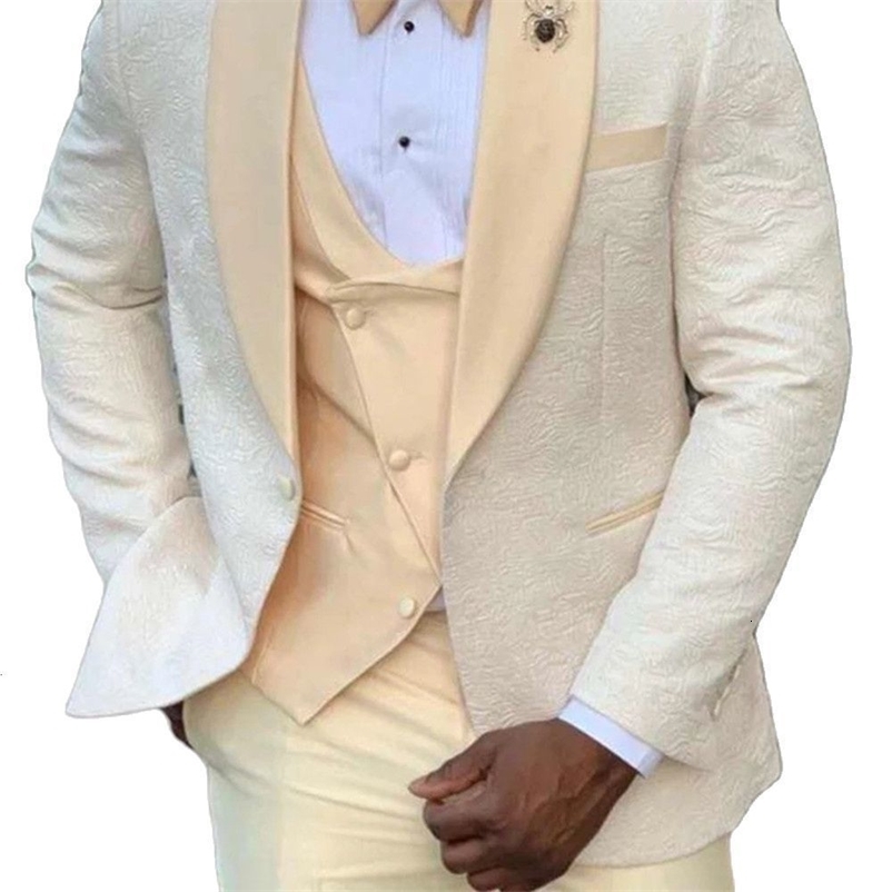 Men's Suits Blazers Wedding Flower Pattern Men's Set 3-piece Costume Men's Tailcoat Ultra Thin Fit for Groom Ball Terno Masculino Jacke