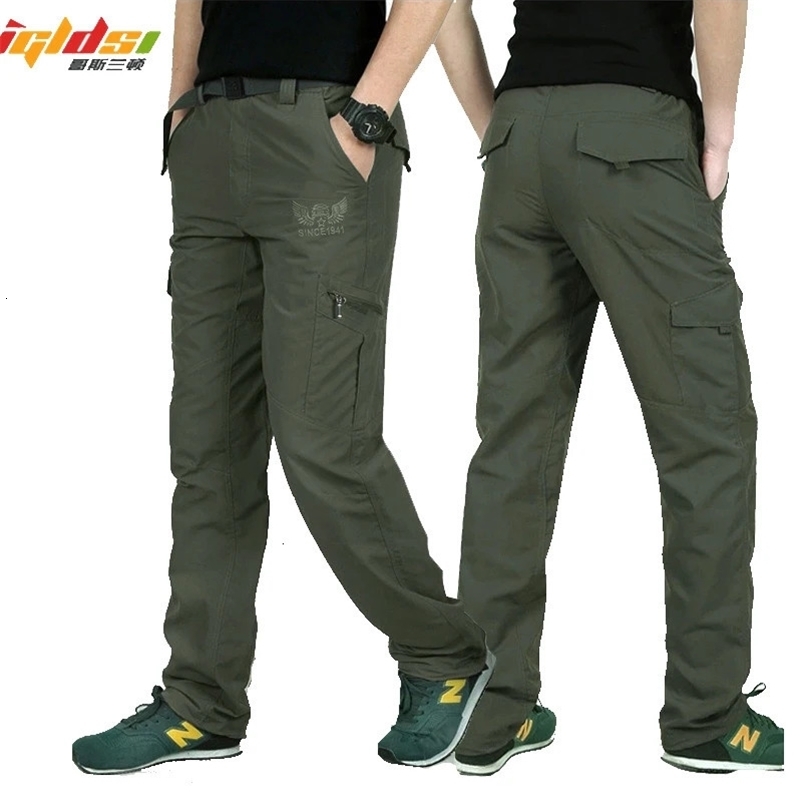 Men's Pants Men's Military Style Cargo Pants Men Summer Waterproof Breathable Male Trousers Joggers Army Pockets Casual Pants Plus Size 4XL 