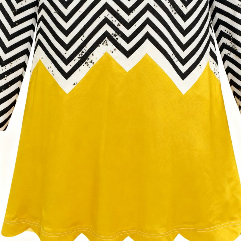 Women's Autumn & Winter Striped Patchwork Maxi Dress, Milk Silk Fashion Versatile Long - Sleeve Dress-CF55073