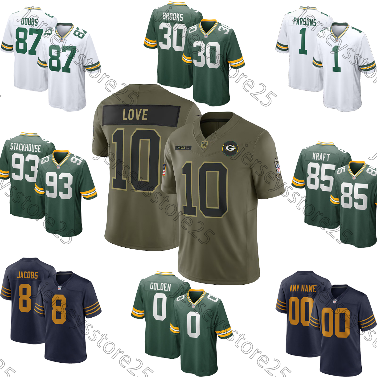 Micah Parsons Football Jersey Jordan LoveJosh Jacobs Jayden Reed Tucker Kraft Christian Watson Edgerrin Romeo Doubs Cooper Matthew Golden Packerss Jersey