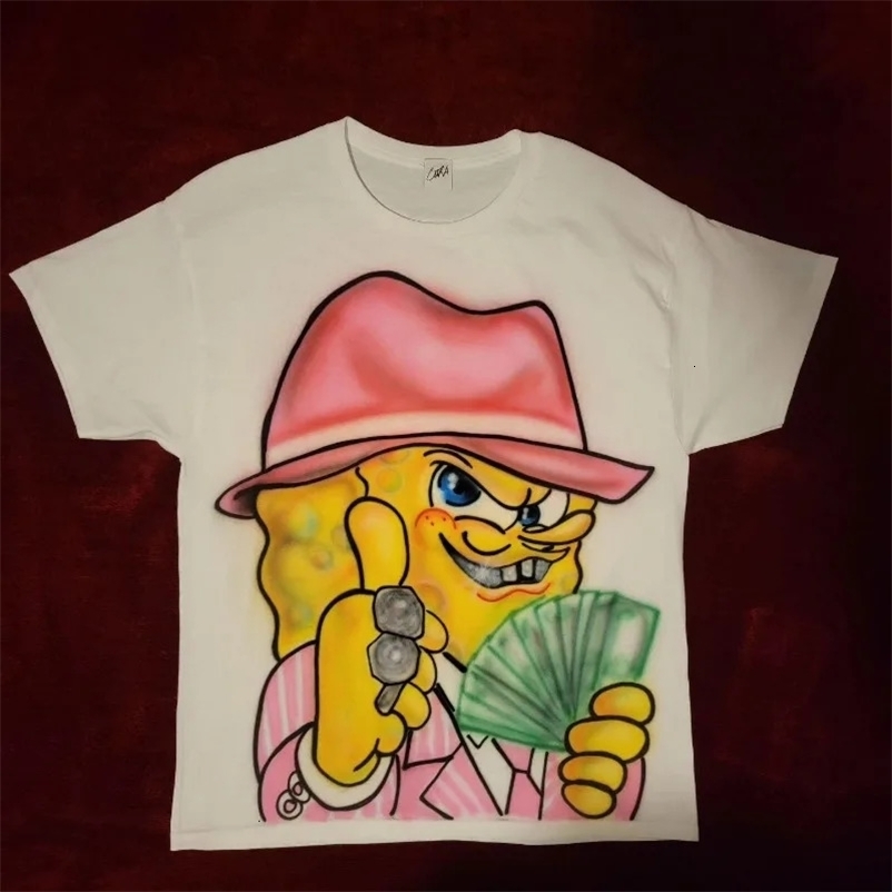 Street Vintage Cartoon Anime Print Short Sleeve T-shirt Men Y2k Harajuku Fashion Personality Sports Casual Oversized T-shirt 240530