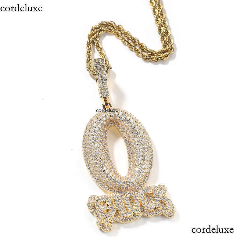 Hip Hop Art Letter O BLOCK Pendant Necklace TopBling Full 5A Zircon Jewelry Cool Men Gift c9