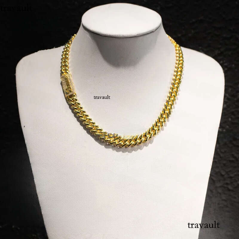 Hip Hop Jewelry Cuban Link Miami VVS Moissanite Sterling Sier 10MM Without Dia Chain Iced Out Necklace Chains