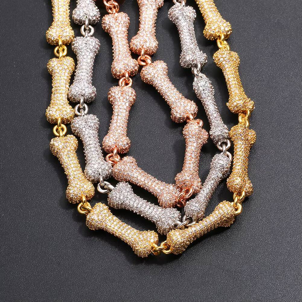 Jewelry ManufaMoissaniteurer 8mm Gold Plated Brass Full 5A Moissanite Magnet Buckle Bone Miami Cuban Link Chain Necklace