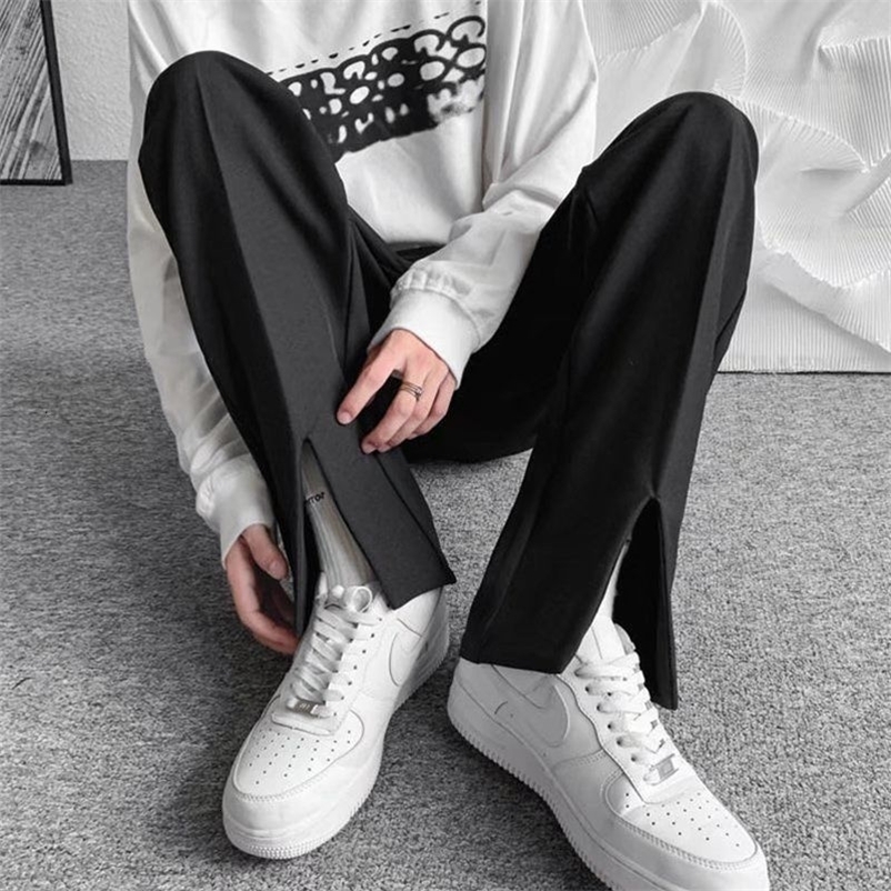 Men's Pants Streetwear Fashion Men Trousers Split Black Harajuku Oversized Casual Pants Korean Office wear Suit Pants Male Blazer Pants 230316