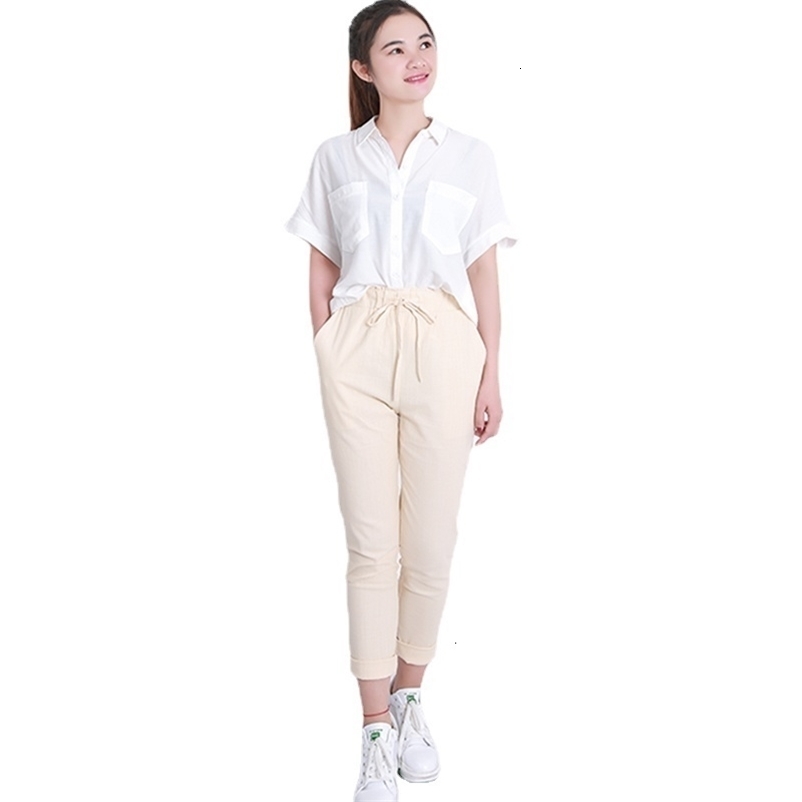 Women's Pants Capris Summer Harem Pants Women High Waist Loose Straight Nine Pants Womens Casual Trousers OL Pants Women Slacks 230413
