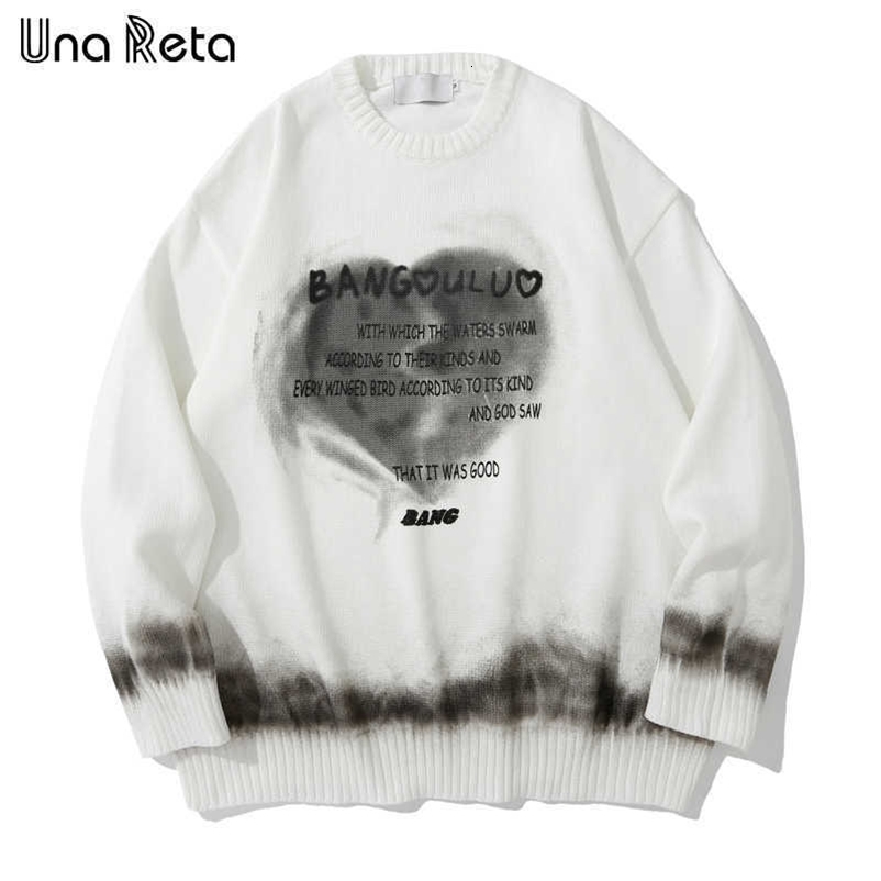 Una Reta Sweater Men Hip Hop Tie-dye print Streetwear Men Casual Pullover Tops Autumn Winter Harajuku Men Loose Sweater 210929